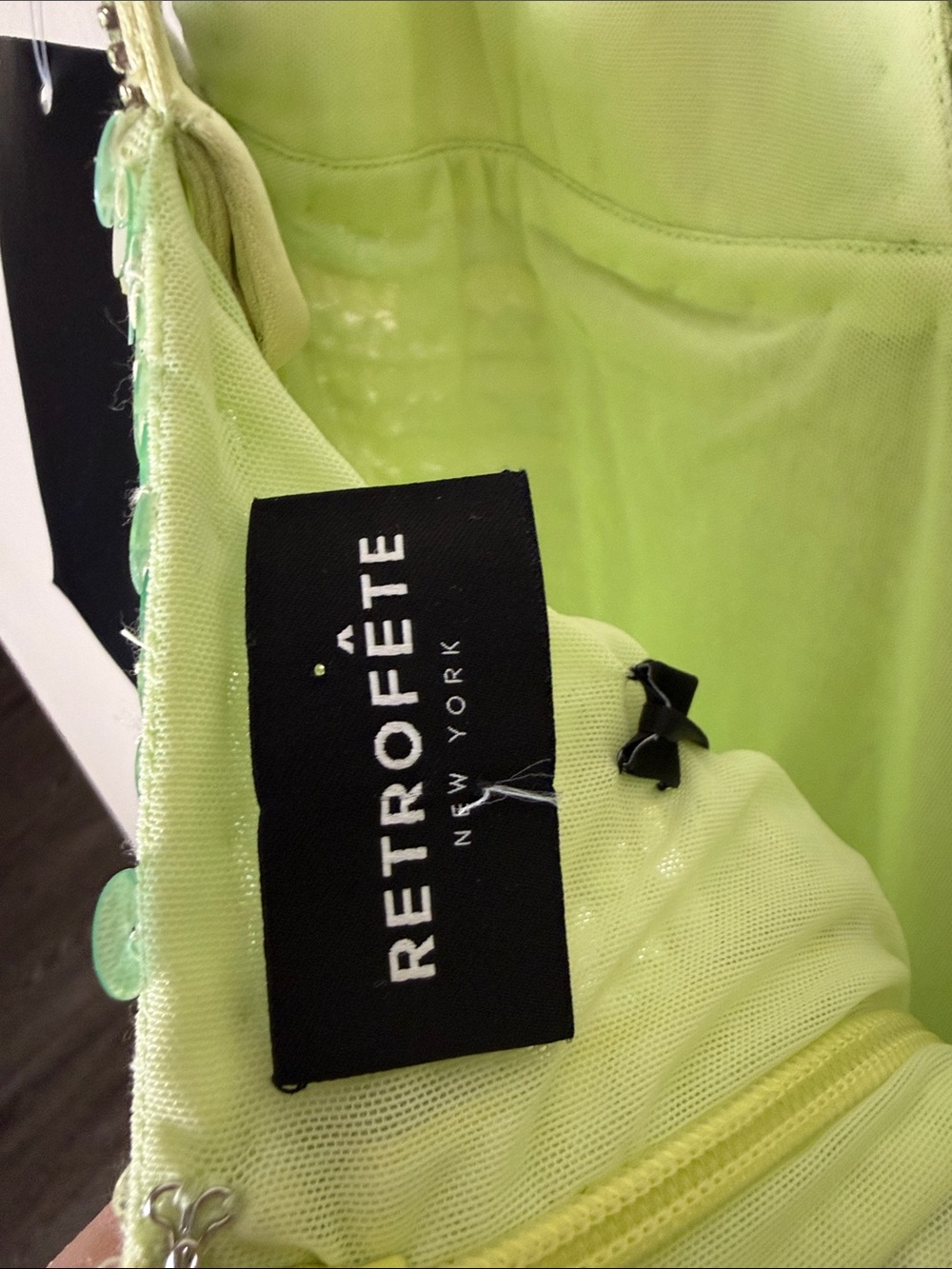 Retrofete Ines Sequin Dress in Pistachio - Picture 9 of 16